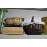 A sewing basket and quantity of basket ware