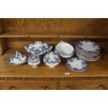 A collection of Victorian blue and white decorated