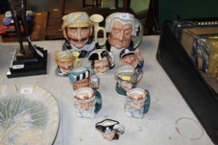 Ten Royal Doulton character jugs of various sizes