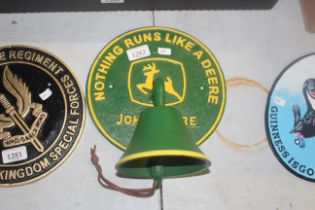 A painted cast iron door bell, for John Deere "Not