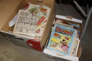 Two boxes of various Beano and other comics