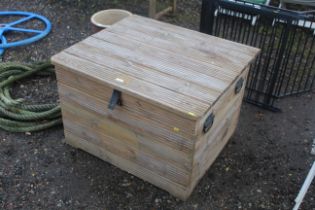 A large pine storage box with a bag of 10kg coal d
