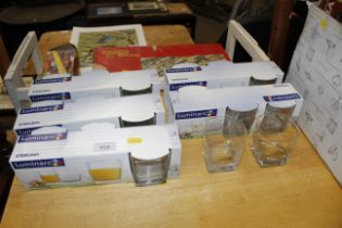 A quantity of boxed Luminarc glassware etc