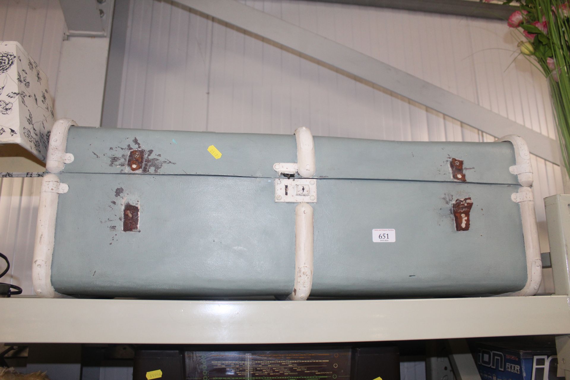 A painted travelling trunk