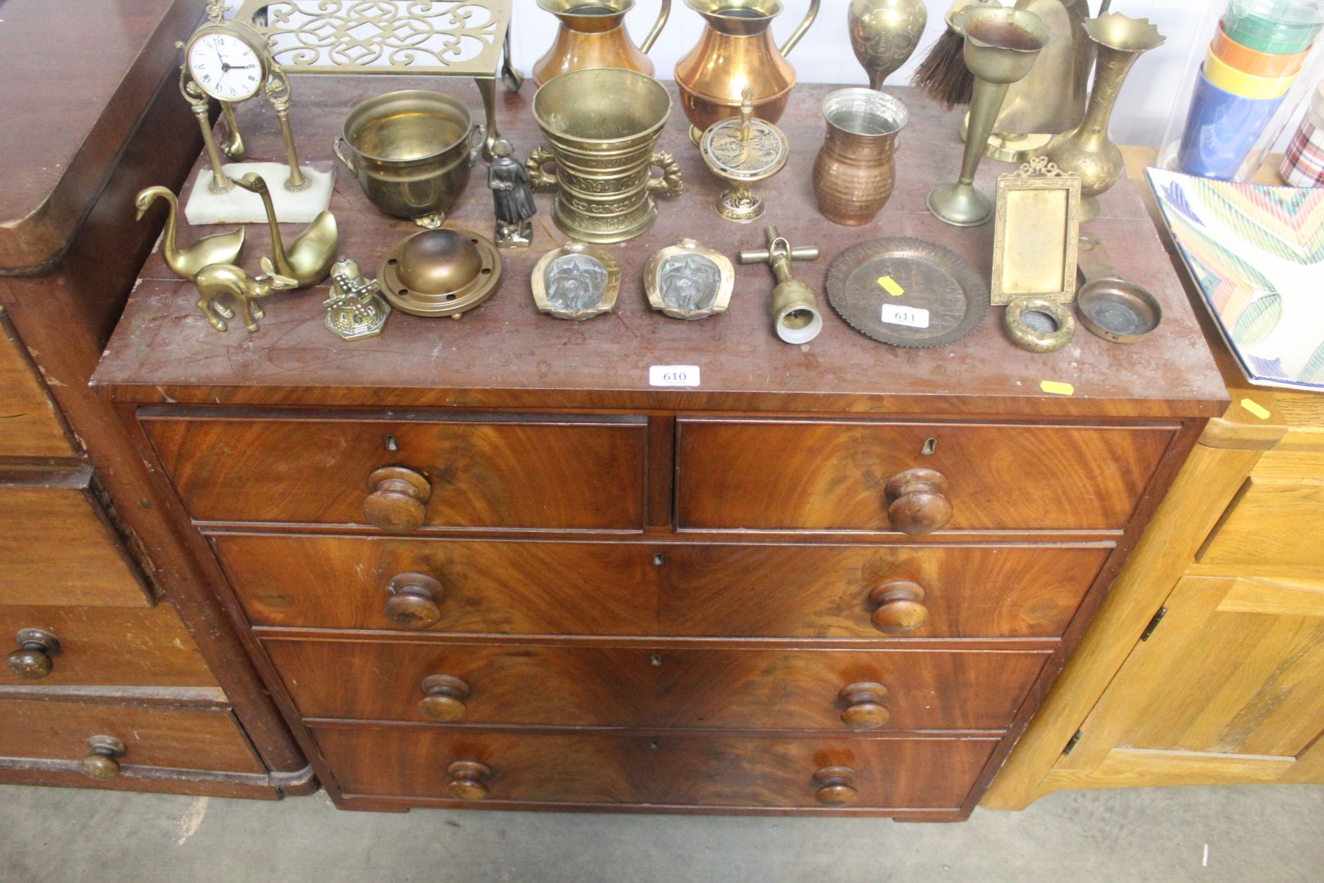 A Victorian mahogany chest fitted two short over t