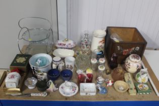 A collection of various decorative glass and china