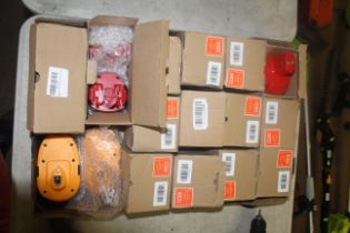 A quantity of various power tool battery units (se