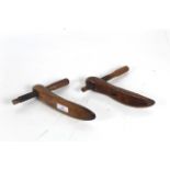 A pair of treen screw form shoe trees