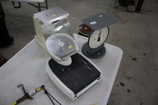 Two sets of Salter balance scales and a set of Sal