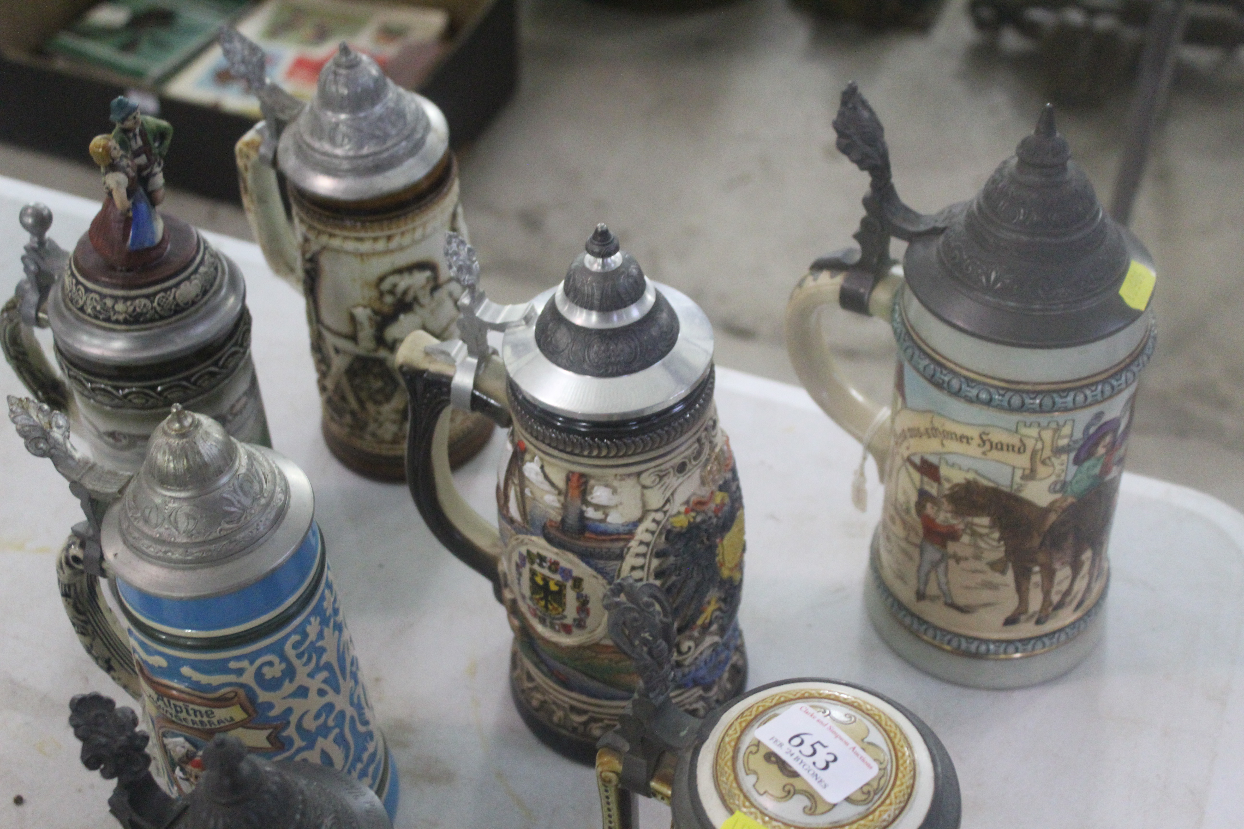 Eleven various decorative ceramic Steins with lids - Image 3 of 3