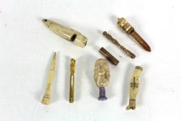 A small collection of antique bone items to includ