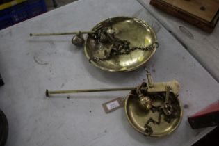 Two Victorian brass steelyard scales