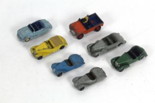 Five models of open topped cars and one open toppe