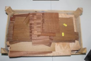 Approx. 30 sheets of burr oak veneer (approx. 24" x 18") and various other off-cuts of veneer