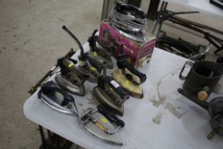 Eight various vintage electric irons - sold as col