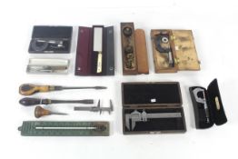 A box of tools to include a Micrometre, the L.S. S