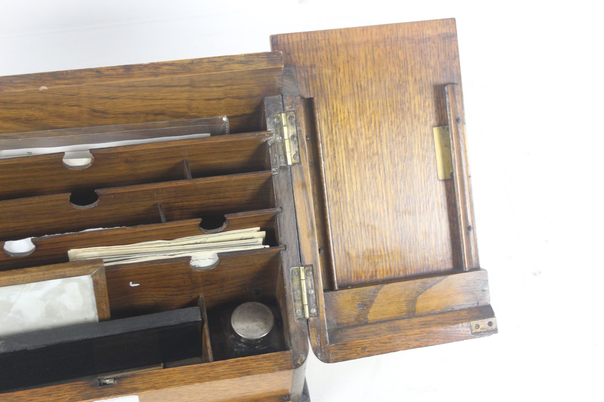 A Victorian oak stationery box - Image 3 of 5