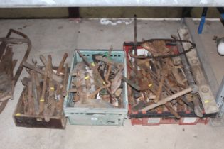 Three crates of vintage hand tools etc.