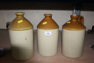 Three glazed stoneware bottles