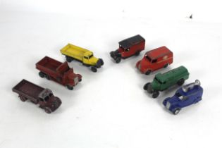 Seven small commercial vehicles to include Dinky exa