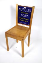 A kitchen chair set with a double sided enamel sig