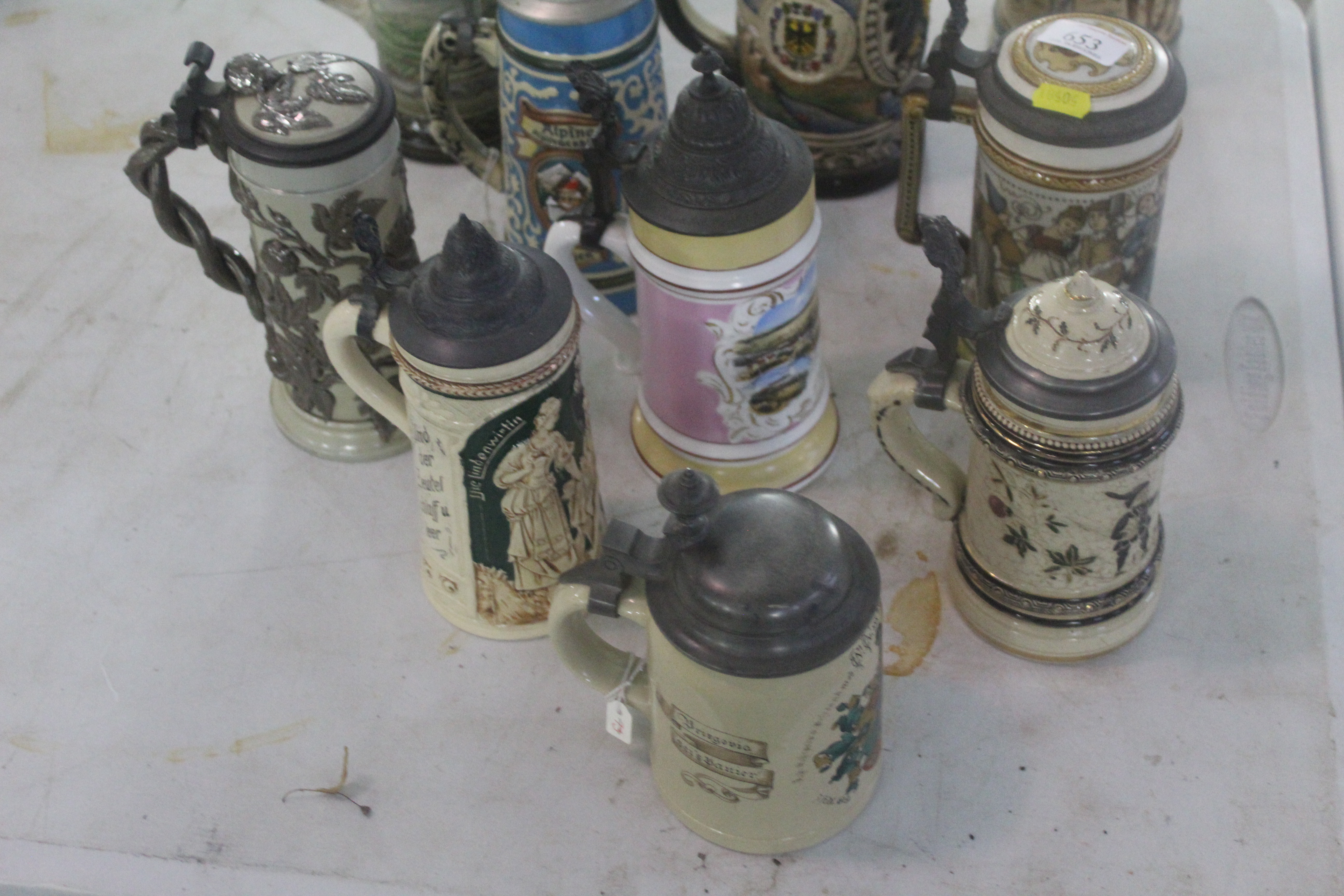 Eleven various decorative ceramic Steins with lids - Image 2 of 3