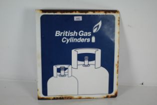 A double sided metal sign for "British Gas Cylinders", approx. 16½" x 18"