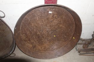 A large circular skillet