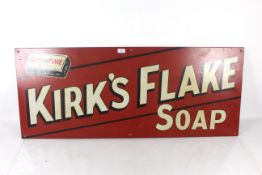 A wooden 'Kirk's Flake Soap' advertising sign, approx. 48" x 19½"