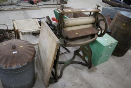 An Ewbank hand operated mangle with wooden rollers