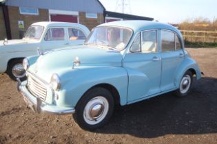 A Morris Minor 1000 motor car. Registration 364 CNG. Date of first registration 28th March 1963.