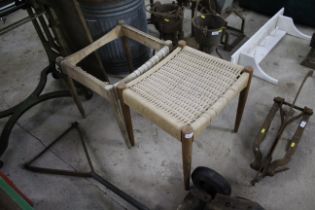 A pair of Danish string topped stools AF