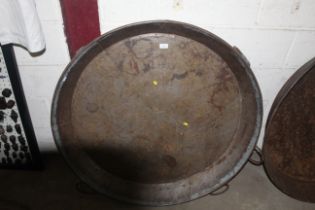 A large circular skillet