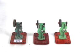 Three small steam engine Mamod presses with pulley wheels