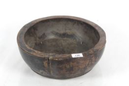 A large wooden bowl