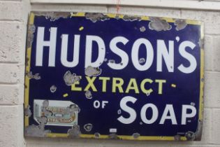 A "Hudsons Extract Soap" enamel sign 41" x 28½"