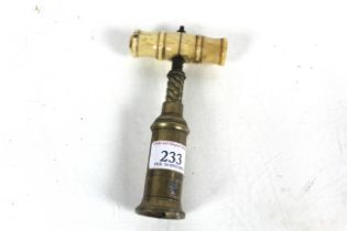 A Thomson type bone handled corkscrew