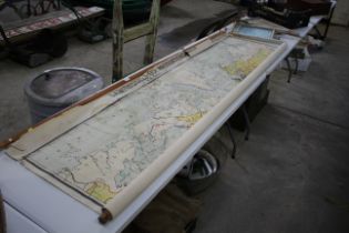 A large Swedish world hanging map AF, approx. 90"