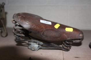 A Brookes leather sprung cycle saddle