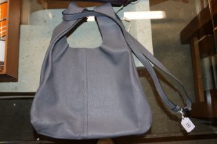 A grey leather Mulberry style handbag