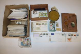 A Masonic case and two boxes containing First Day covers; various ephemera; wax seal etc