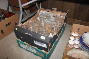 Two boxes of various table glassware