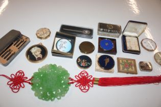 A box of various compacts to include Stratton; eve