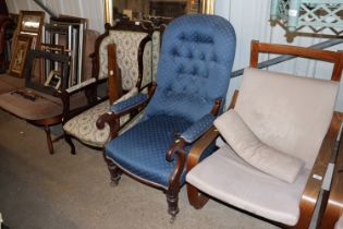 A Victorian mahogany upholstered armchair