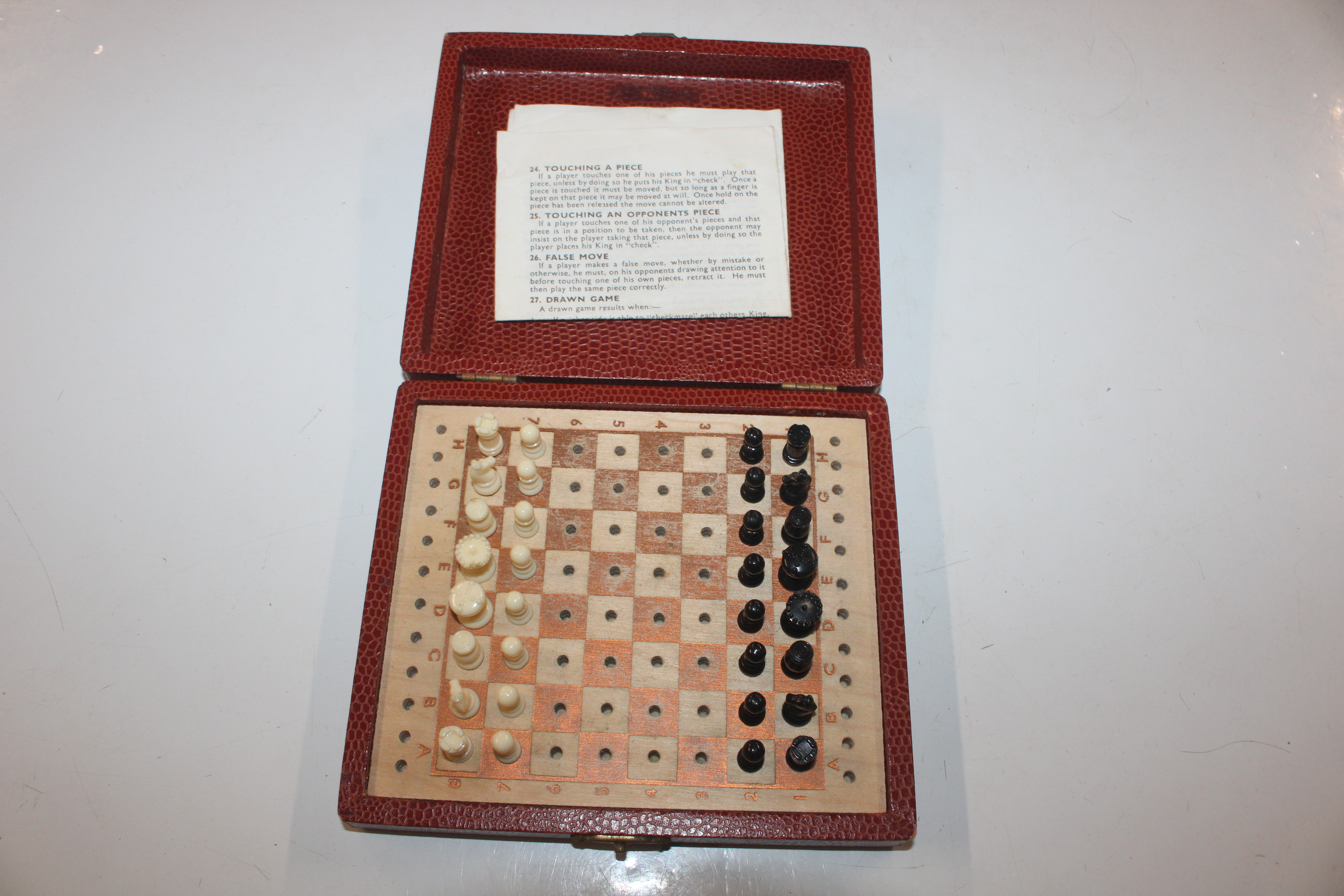 A K & C travelling chess set; a wooden folding tra - Image 3 of 9