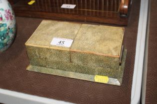 A shagreen smokers box and contents of Royal Worce