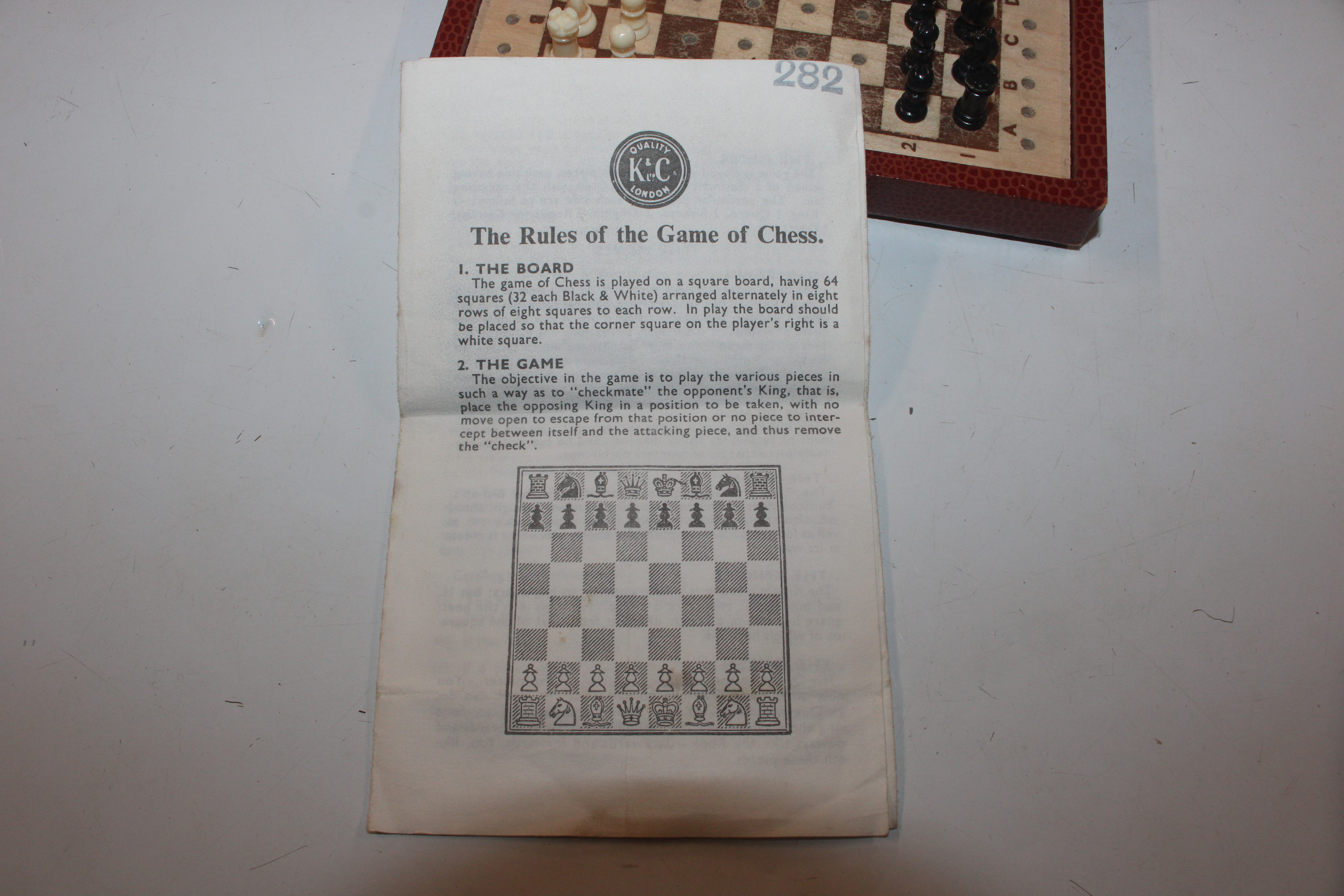 A K & C travelling chess set; a wooden folding tra - Image 4 of 9