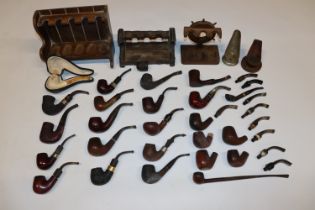 A box of various pipes and pipe racks