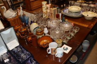 A quantity of various table glassware and various