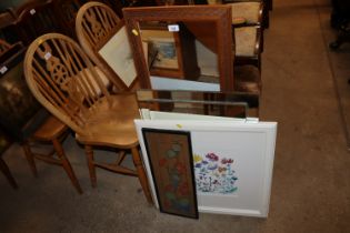 A quantity of various pictures; prints and mirrors